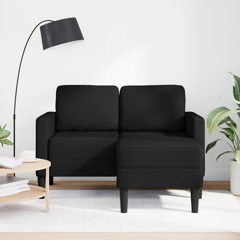 2-Sitzer-Sofa mit Chaiselongue L-Form Schwarz 125 cm Kunstleder