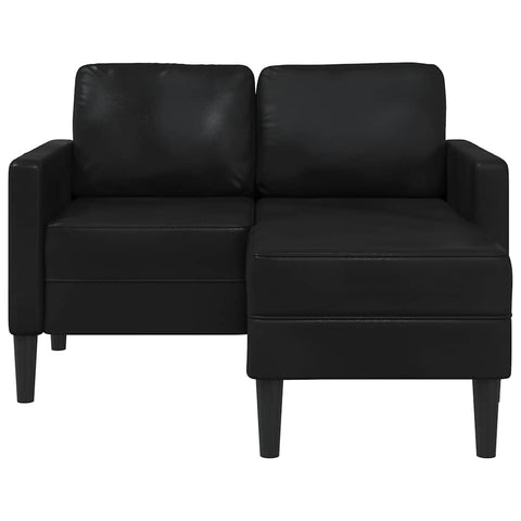 2-Sitzer-Sofa mit Chaiselongue L-Form Schwarz 125 cm Kunstleder