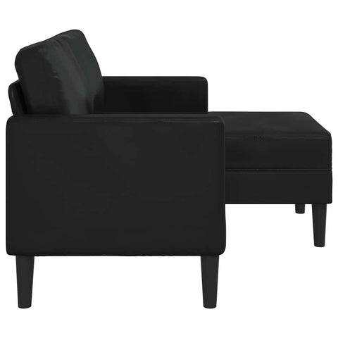 2-Sitzer-Sofa mit Chaiselongue L-Form Schwarz 125 cm Kunstleder