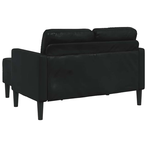 2-Sitzer-Sofa mit Chaiselongue L-Form Schwarz 125 cm Kunstleder