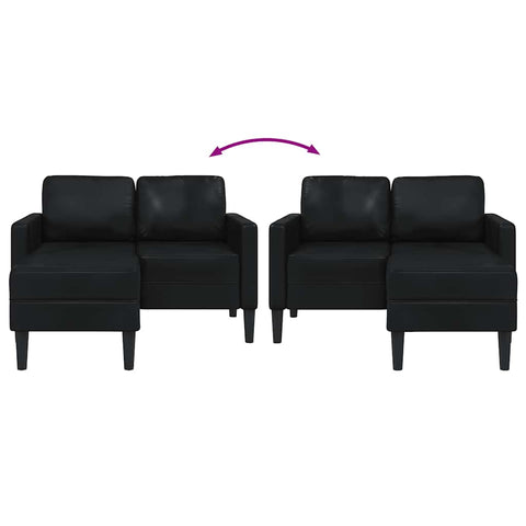 2-Sitzer-Sofa mit Chaiselongue L-Form Schwarz 125 cm Kunstleder