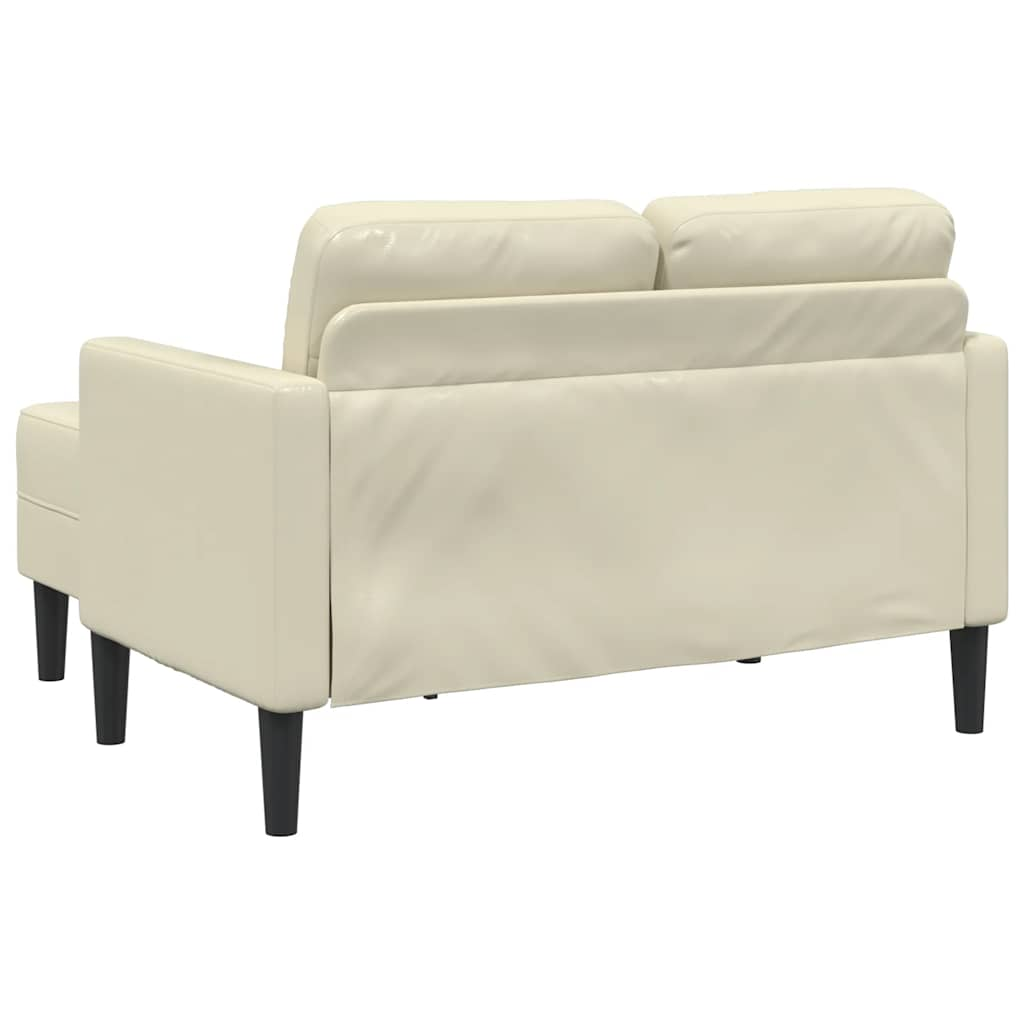 2-Sitzer-Sofa mit Chaiselongue L-Form Creme 125 cm Kunstleder