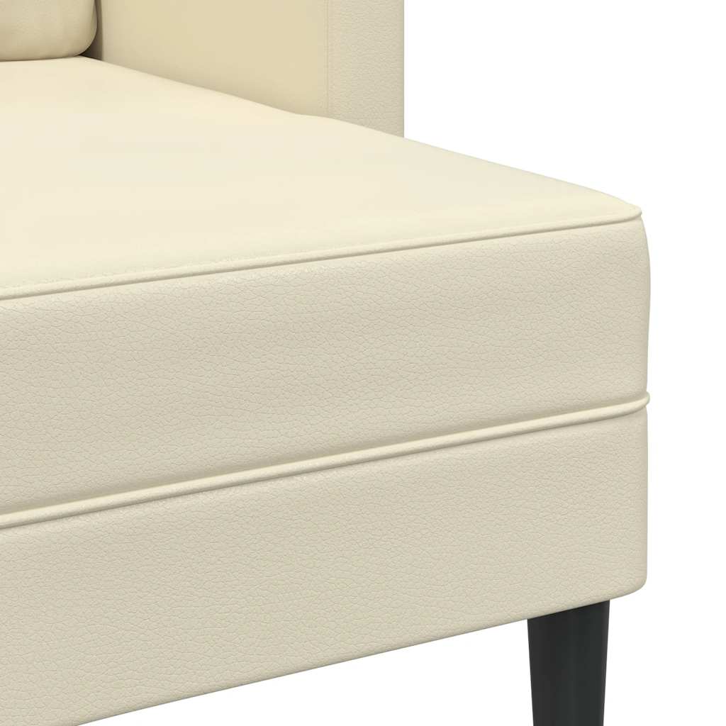 2-Sitzer-Sofa mit Chaiselongue L-Form Creme 125 cm Kunstleder