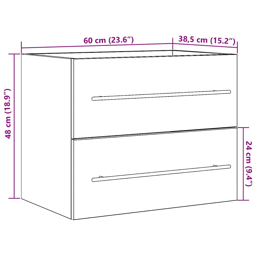 Waschbeckenunterschrank Altholz-Optik 60x38,5x48 cm