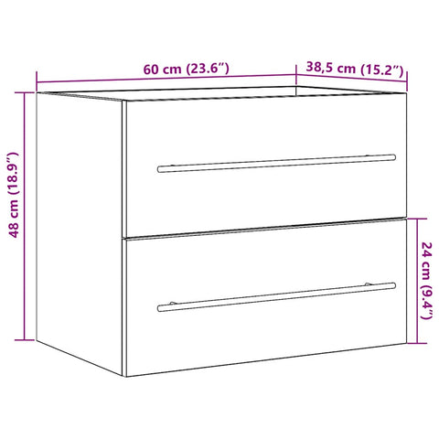 Waschbeckenunterschrank Altholz-Optik 60x38,5x48 cm