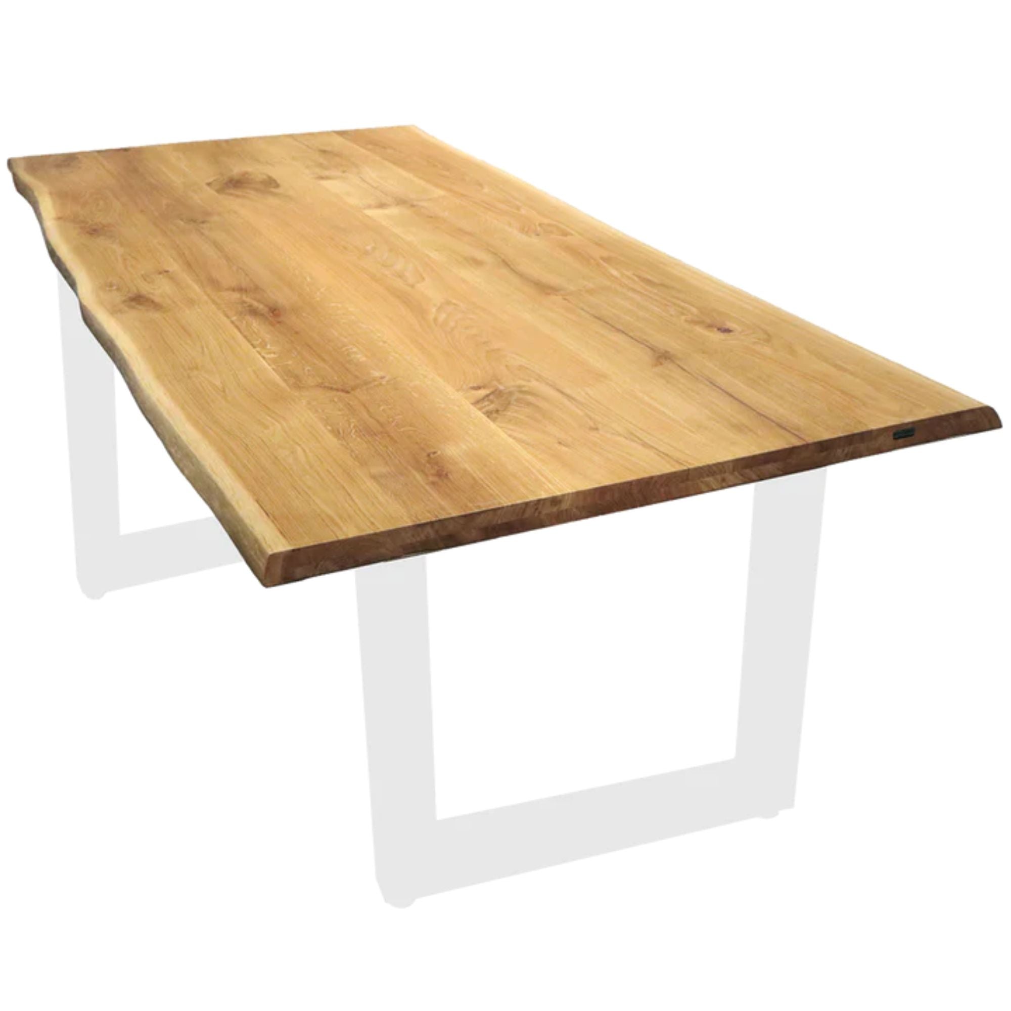 Massivholz Tischplatte aus Eiche mit Baumkante und Aufdopplung am Rand 240 x 100 cm