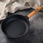 BRI104Pfanne Bratpfanne Gusseisen 22 cm mit Buchenholzgriff robust & langlebig