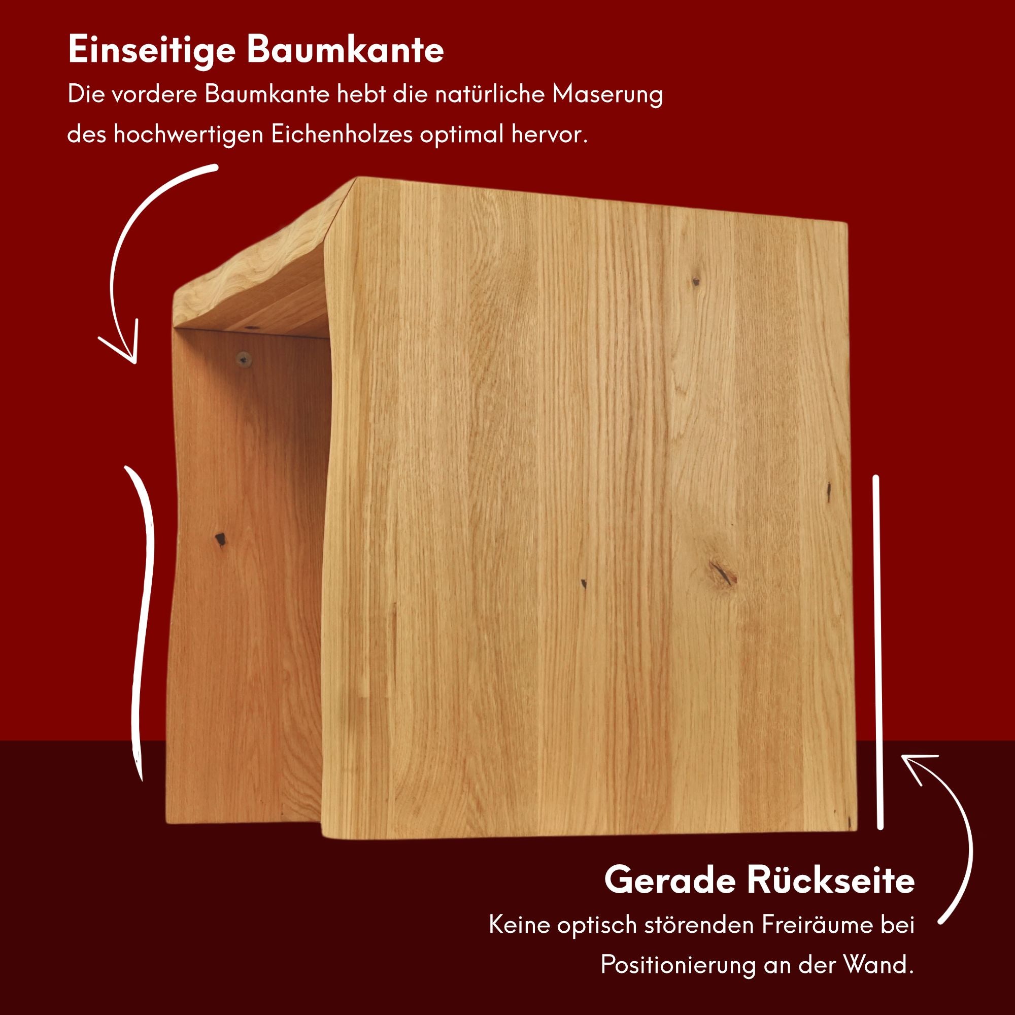 Holzbank Hocker aus massiver Eiche mit Baumkante