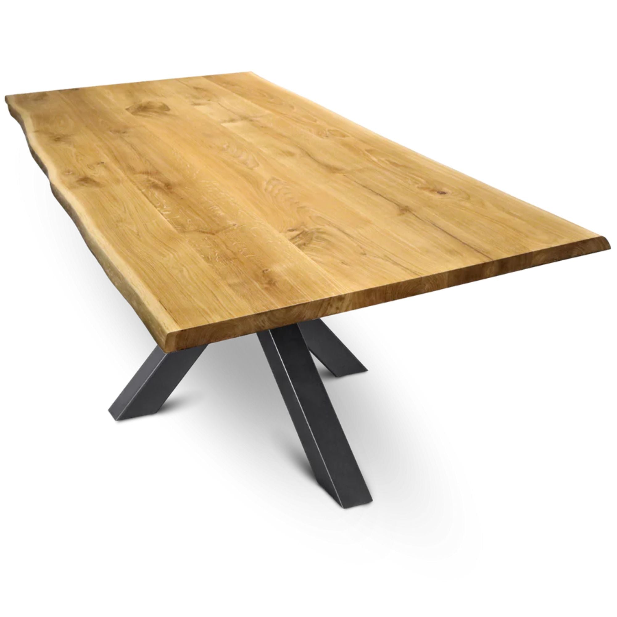 kalb Massivholztisch Eiche, wählbare Größen 180x85 cm – 300x100 cm, natürliche oder gerade Baumkante, geölt, 4 cm massive Tischplatte, robust & belastbar, zeitloses Design, Holztisch für Esszimmer, Büro & Konferenzraum