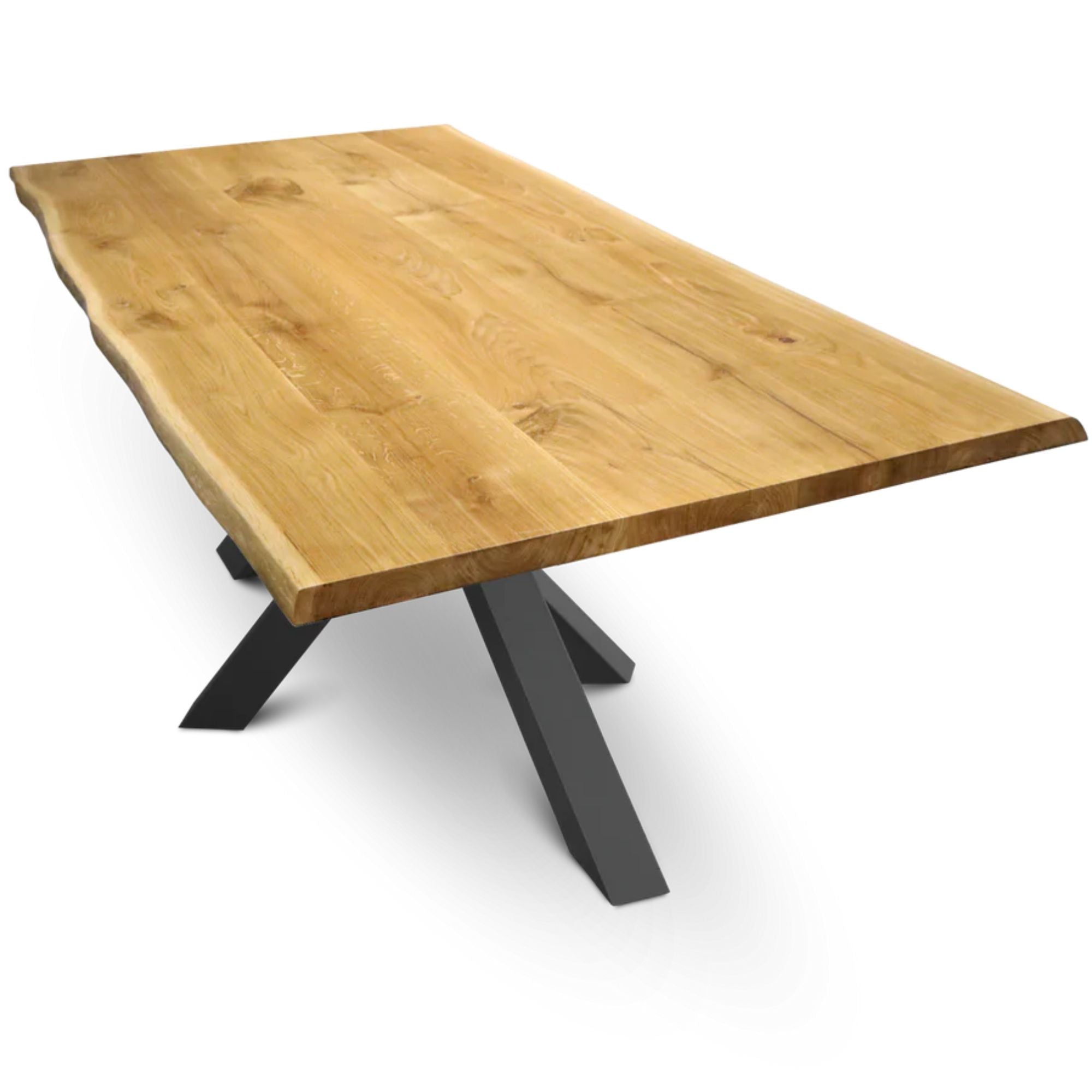 kalb Massivholztisch Eiche, wählbare Größen 180x85 cm – 300x100 cm, natürliche oder gerade Baumkante, geölt, 4 cm massive Tischplatte, robust & belastbar, zeitloses Design, Holztisch für Esszimmer, Büro & Konferenzraum