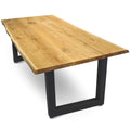 Bild-1-200x100cm-mit-bk-und-Tiempo-U kalb | Esstisch aus massiver Eiche, 4 cm stark – 180x85 bis 300x100 cm, konfigurierbar mit natürlicher Baumkante oder gerader Kante & 4 verschiedenen wählbaren Gestellen Baumkante 200x100cm Tiempo U
