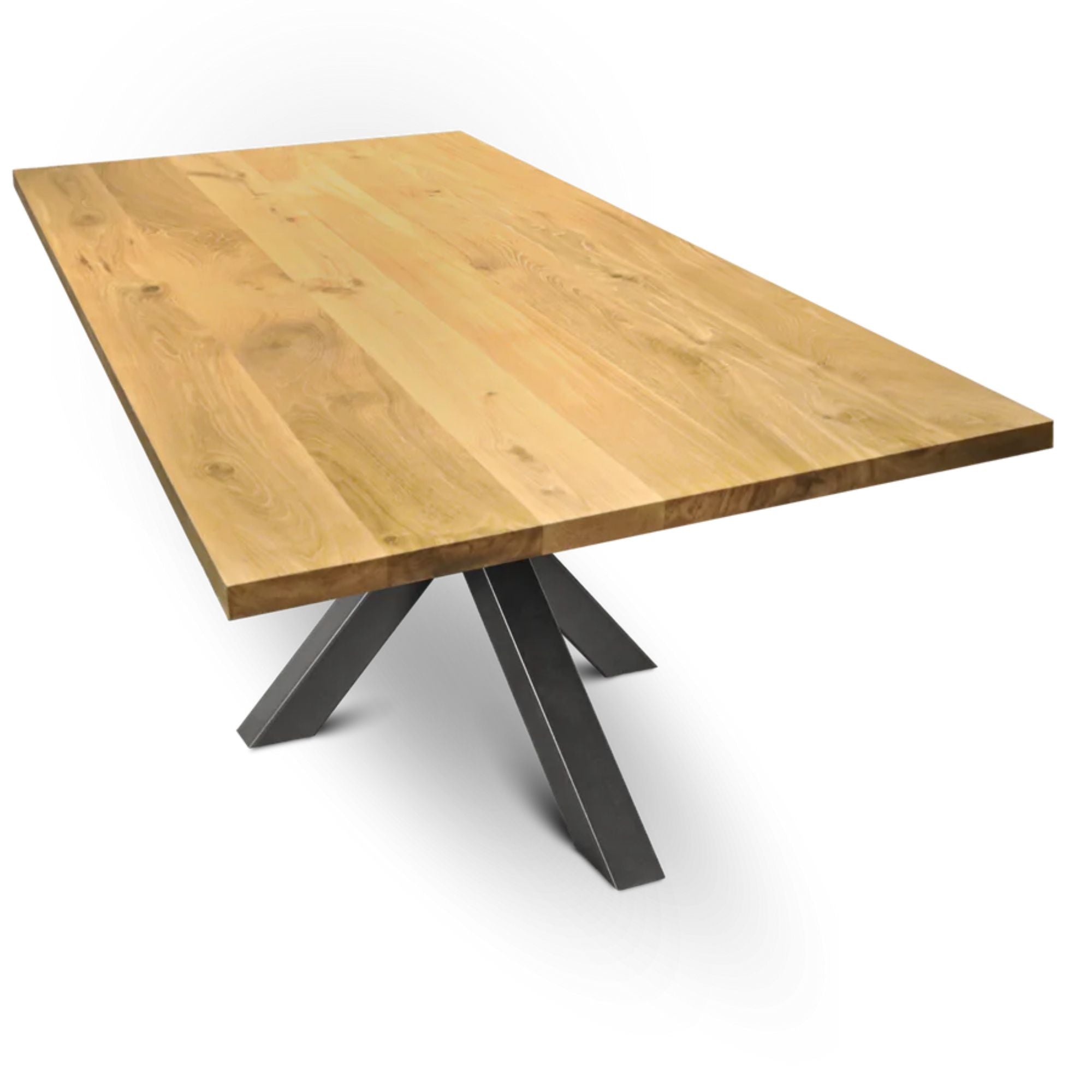 kalb Massivholztisch Eiche, wählbare Größen 180x85 cm – 300x100 cm, natürliche oder gerade Baumkante, geölt, 4 cm massive Tischplatte, robust & belastbar, zeitloses Design, Holztisch für Esszimmer, Büro & Konferenzraum