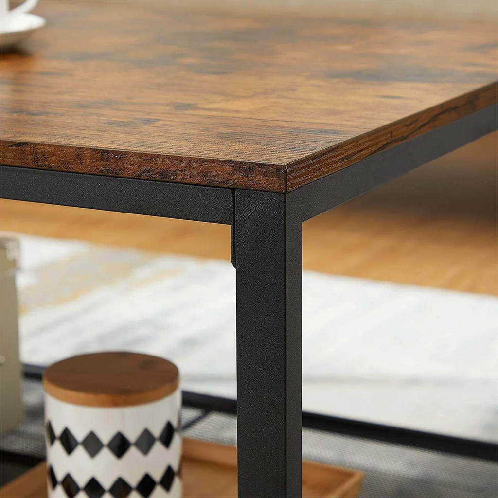 kalb | Couchtisch, Wohnzimmertisch, Holz & schwarzes Metall, stabil & langlebig, Couch Tisch für Wohnzimmer & Sofa, moderner Industrial Stil