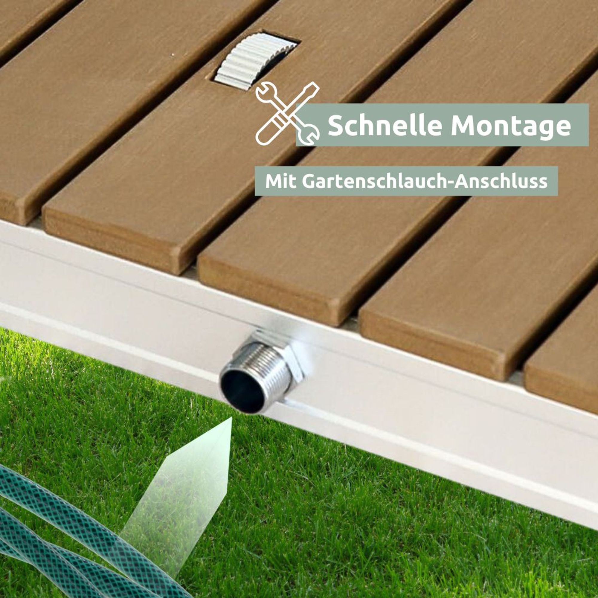 Bodendusche Gartendusche, eckig WPC-Oberfläche
