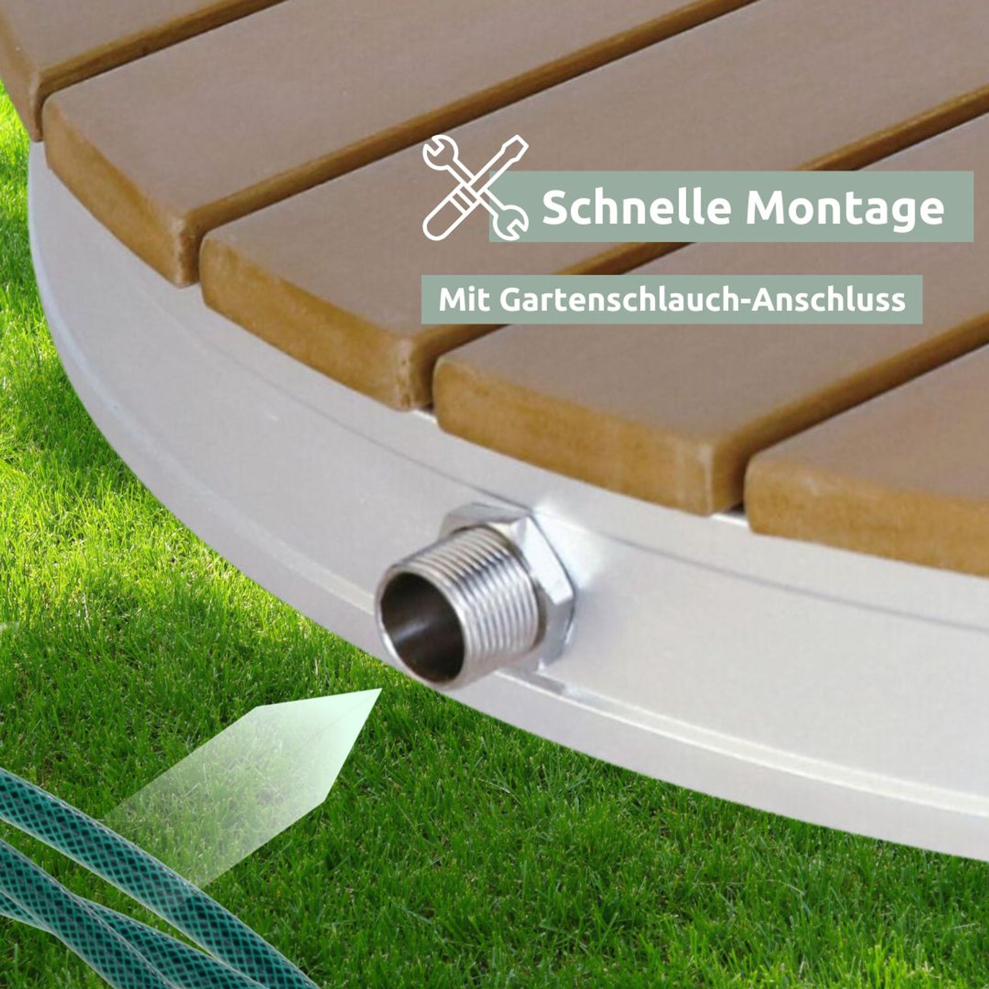 Bodendusche Gartendusche, rund, WPC-Oberfläche