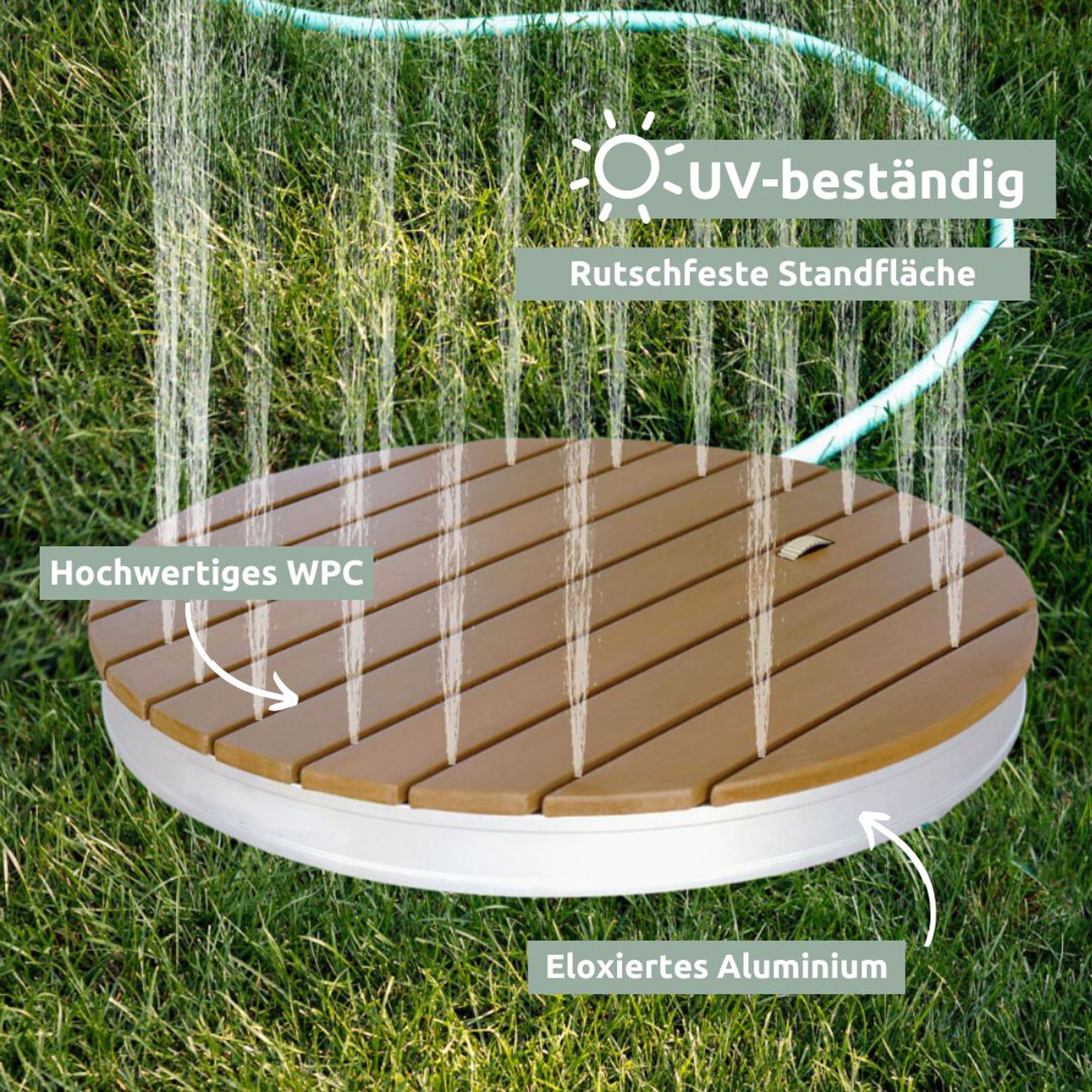 Bodendusche Gartendusche, rund, WPC-Oberfläche