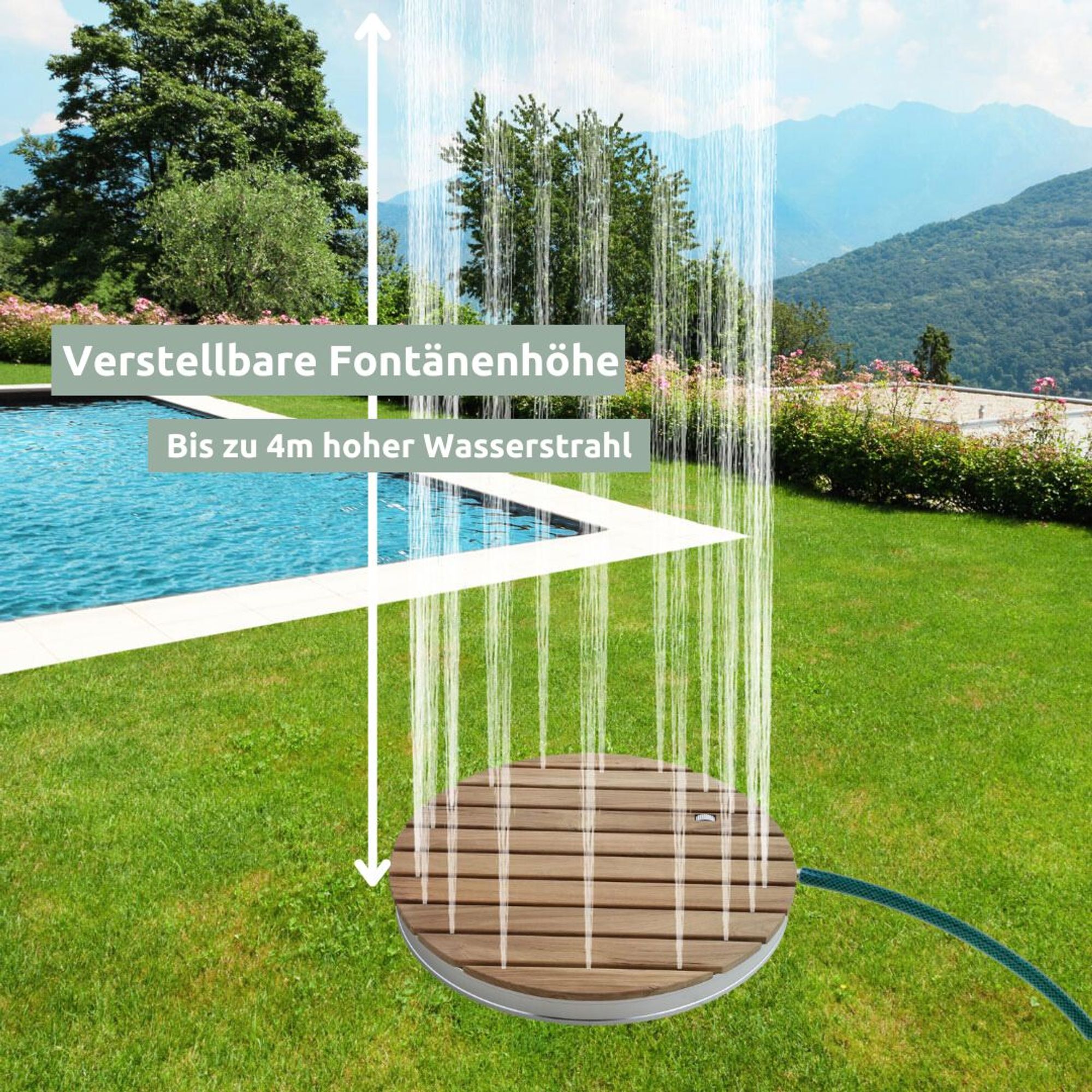 Bodendusche Gartendusche, rund, Teak-Oberfläche