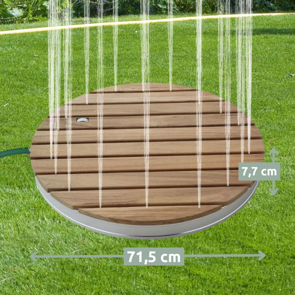 Bodendusche Gartendusche, rund, Teak-Oberfläche