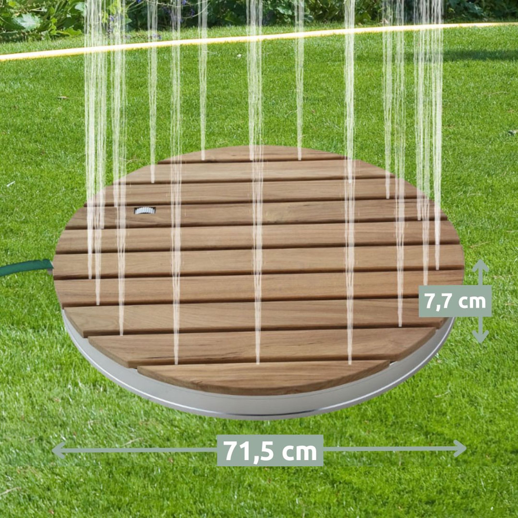 Bodendusche Gartendusche, rund, Teak-Oberfläche