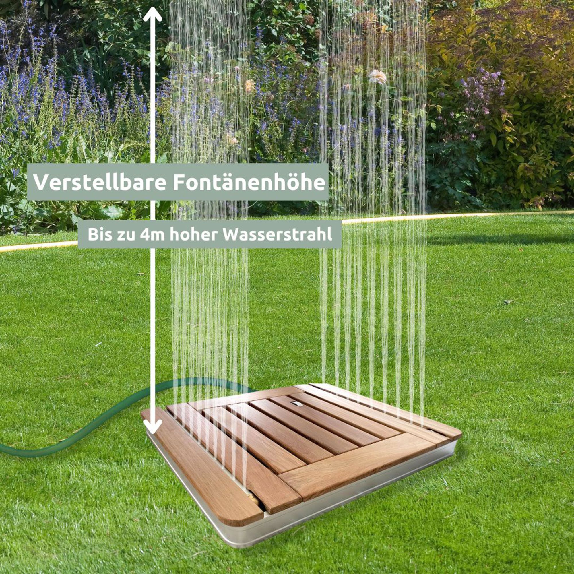 Bodendusche Gartendusche, eckig, mit Teak-Oberfläche