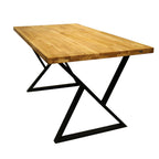 DesignohneTitel_51_06a12c59-3129-4717-af98-cd050aeb052a Tisch mit Tischplatte 200 x 100 cm ohne Baumkante aus massiver Eiche mit Aufdopplung am Rand - verschiedene Tischbeine zur Auswahl Doppel-Dreieck Gestell