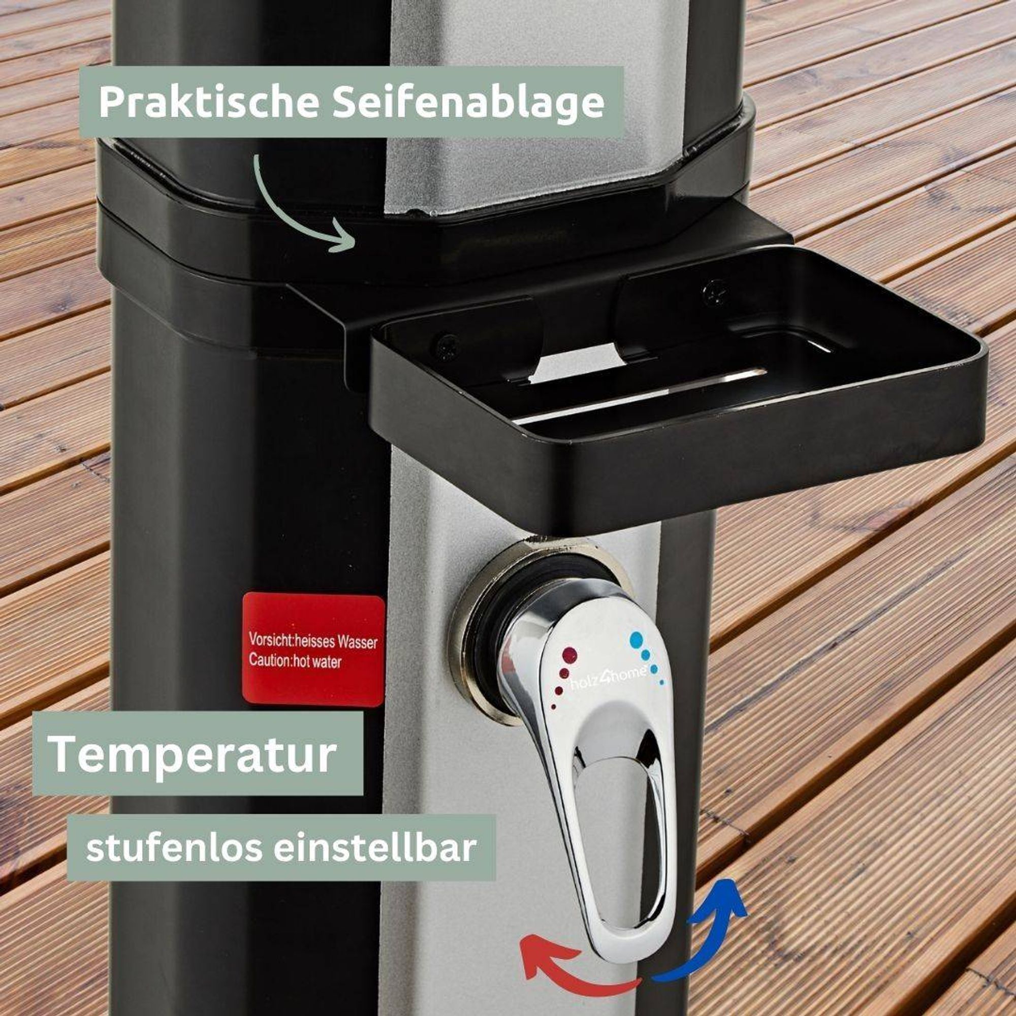 Solardusche Gartendusche mit 40 Liter Wasserspeicher, inkl. Schutzhülle