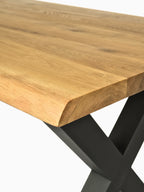 Details1_3 Massivholztisch Eiche, 4cm massive Tischplatte, geölt, robust & zeitloses Design für Esszimmer, Büro & Konferenzraum, Esstisch Baumkante