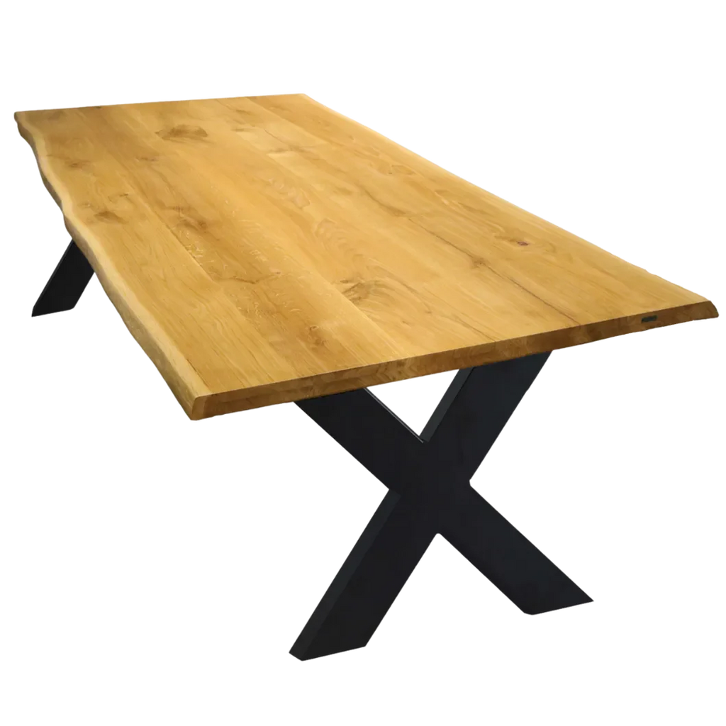 Eichentisch mit Baumkante 180cm x 100cm aufgedoppelt180cm x 100cm / Tiempo U