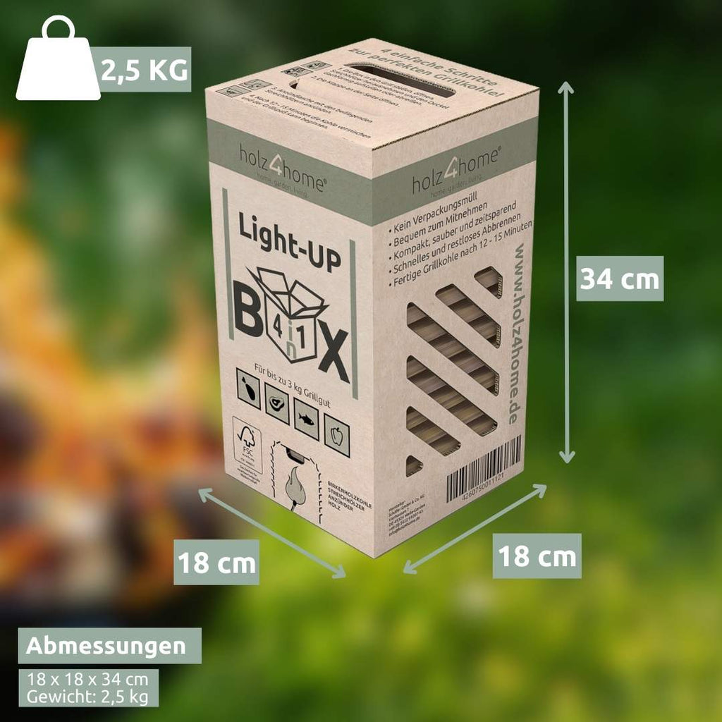 Light-UP-Box 4in1 Grillbox Grillkohle Grillholzkohle6x LightUP Box