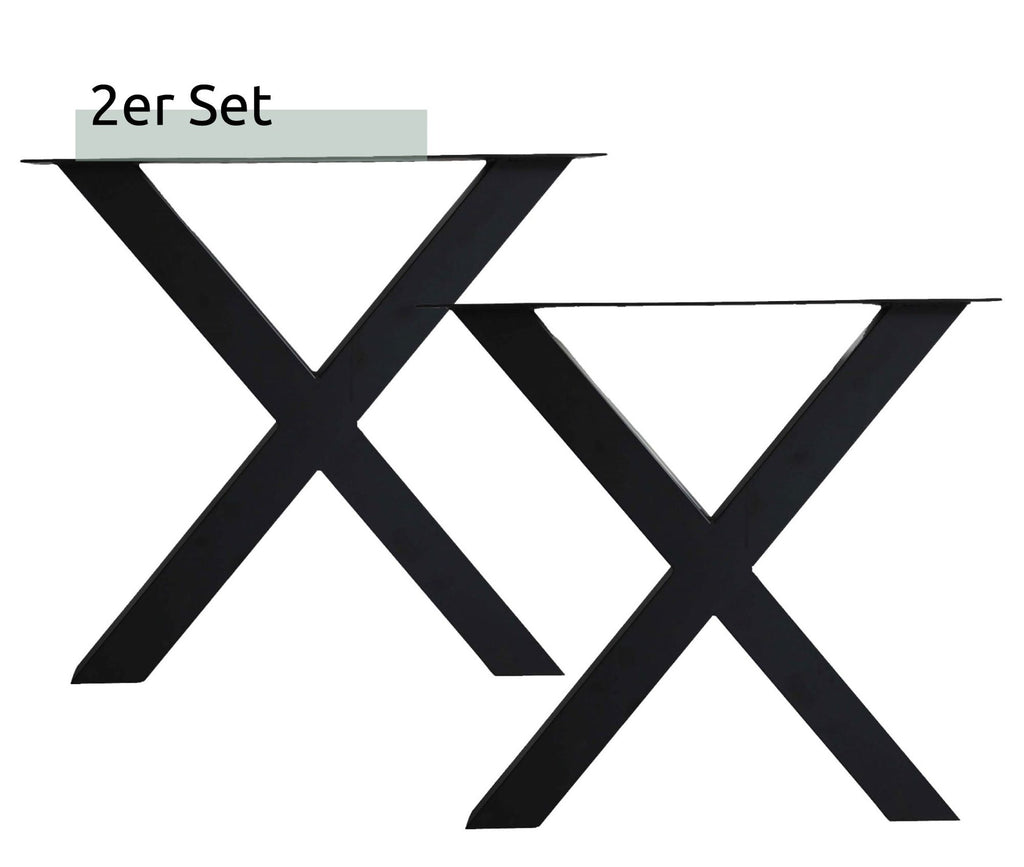 Hora Tischbeine in X-Form 1 Paar (2 Stück) in schwarz pulverbeschichtet