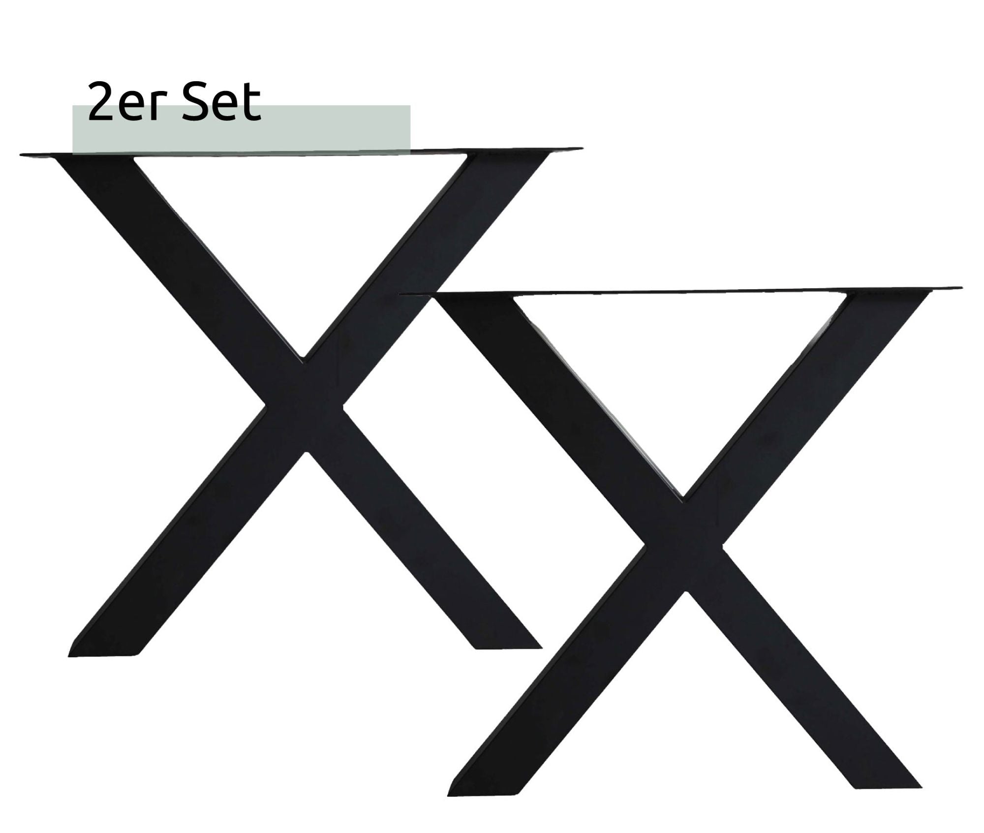 Hora Tischbeine in X-Form 1 Paar (2 Stück) in schwarz pulverbeschichtet