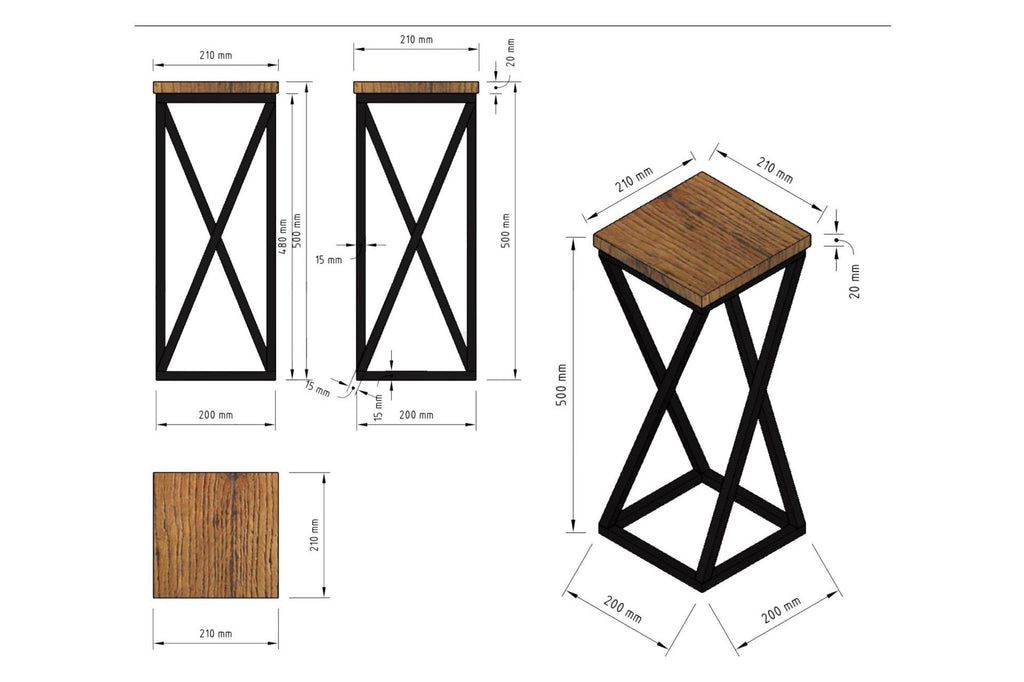 3-tlg. Dekoständer-Set mit gedrehten Streben in hellgrau geölt - 50 cm, 70 cm, 90 cm