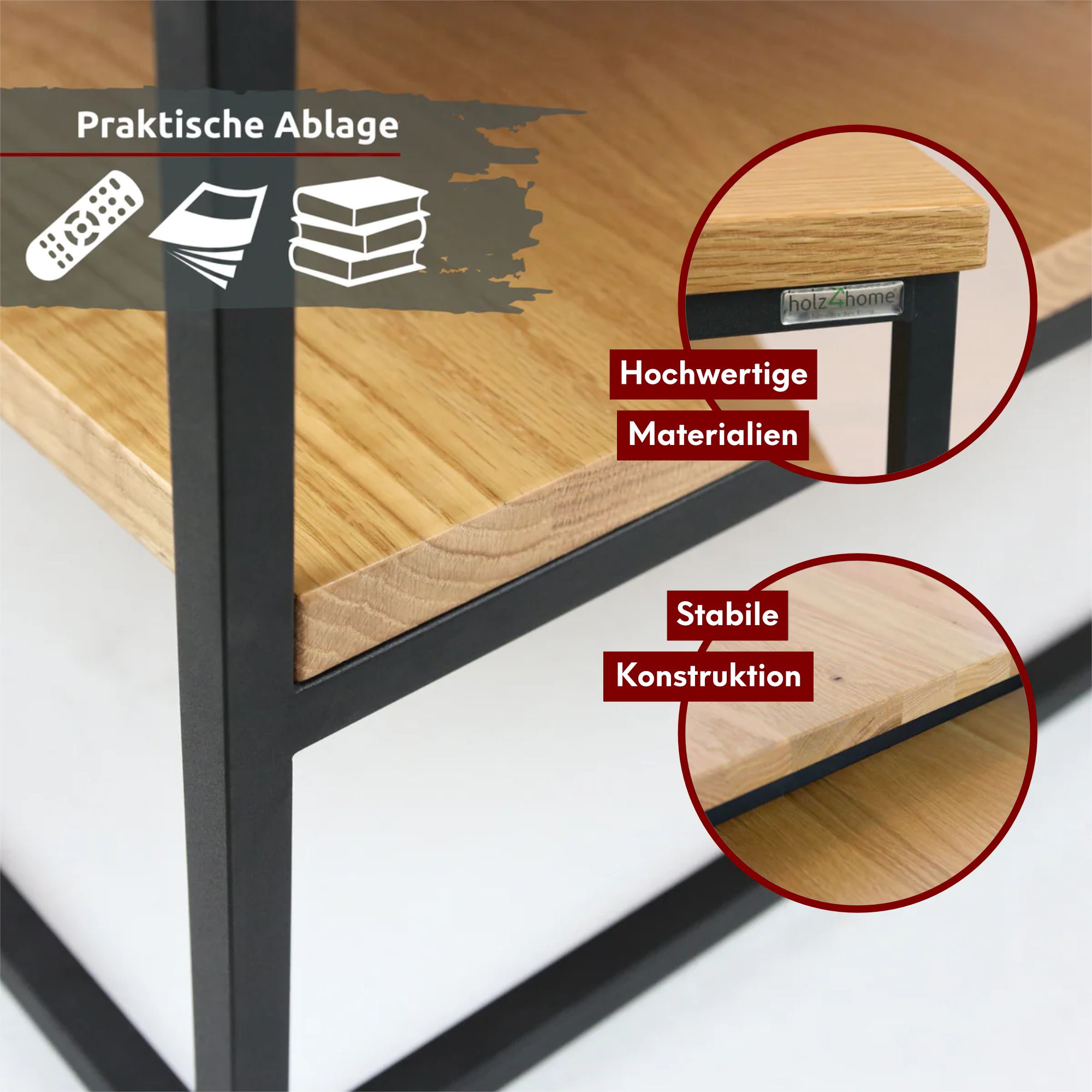 2er-Set Couchtisch aus Eiche