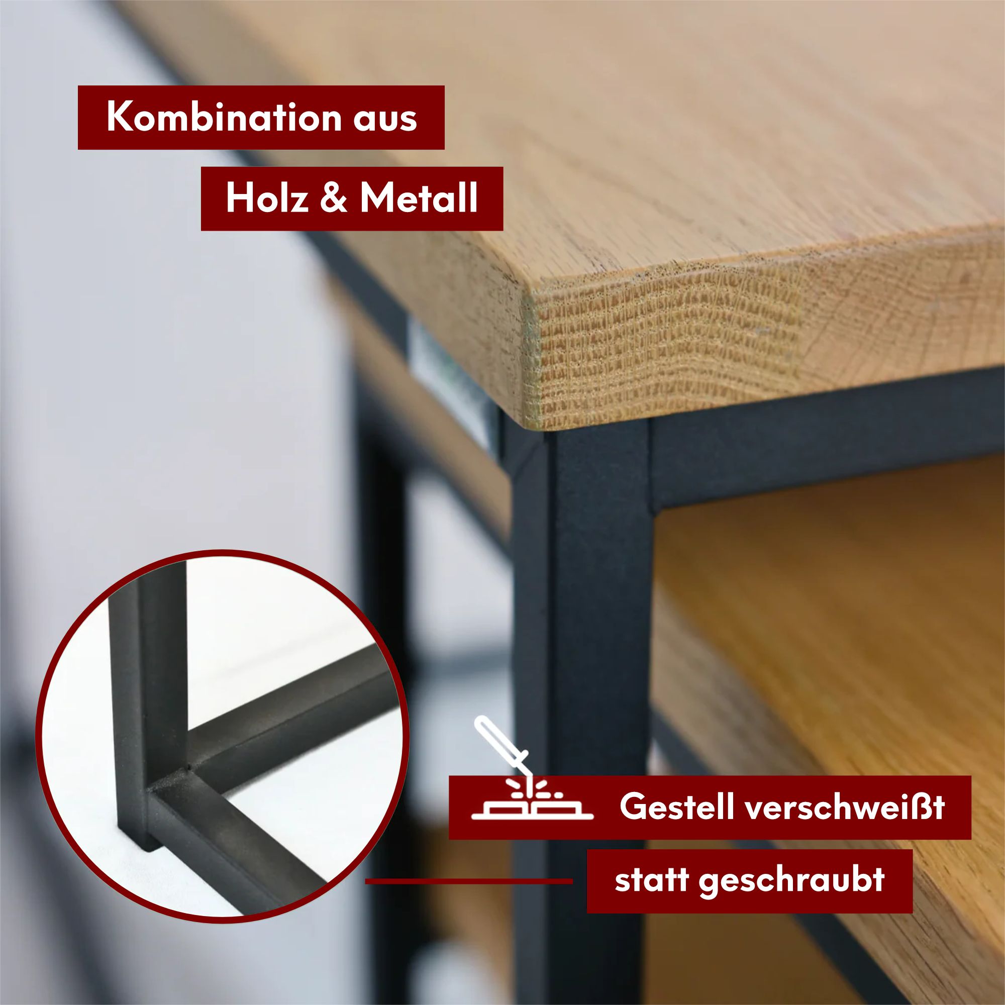 2er-Set Couchtisch aus Eiche