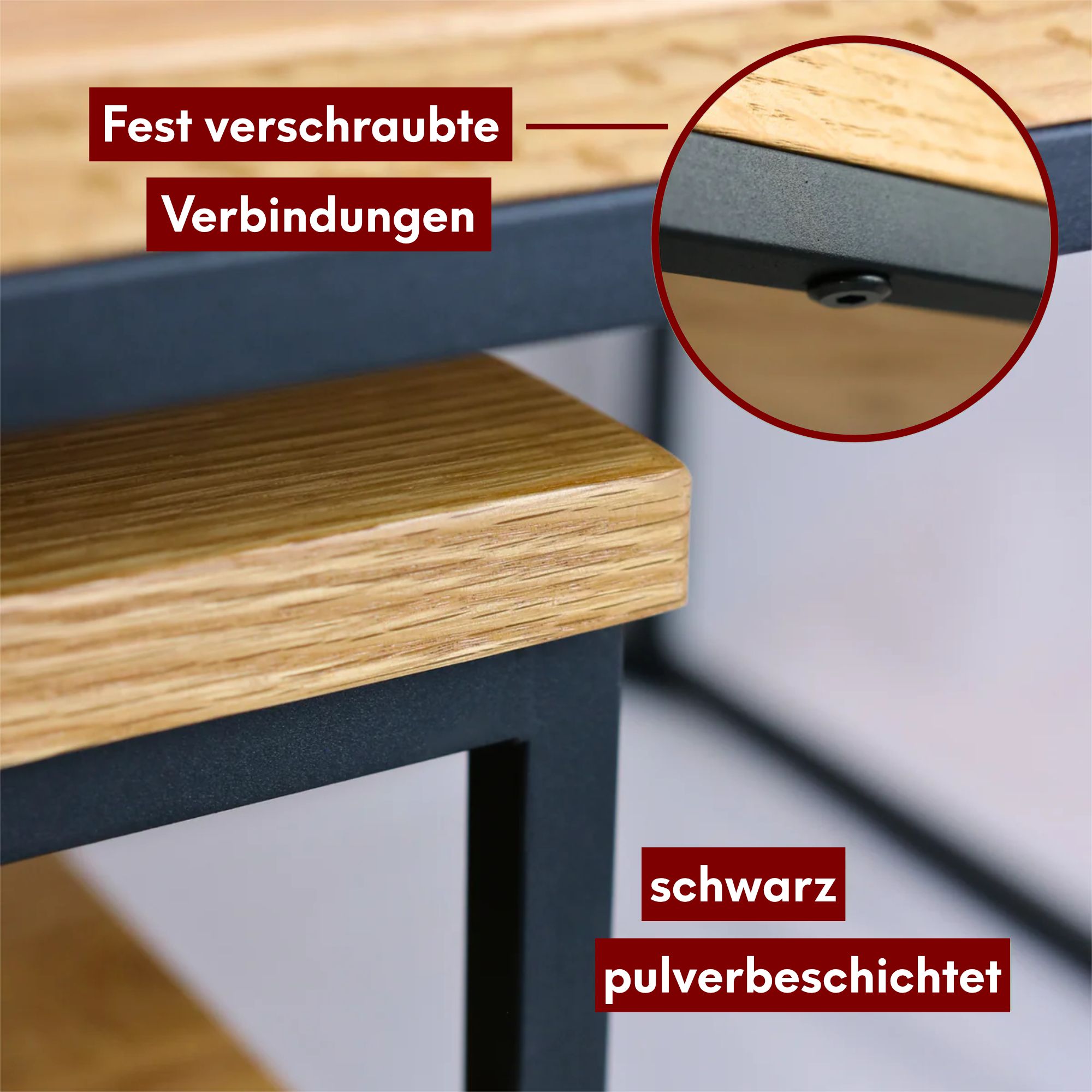 2er-Set Couchtisch aus Eiche