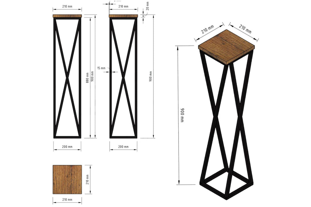3-tlg. Dekoständer-Set mit gedrehten Streben in hellgrau geölt - 50 cm, 70 cm, 90 cm