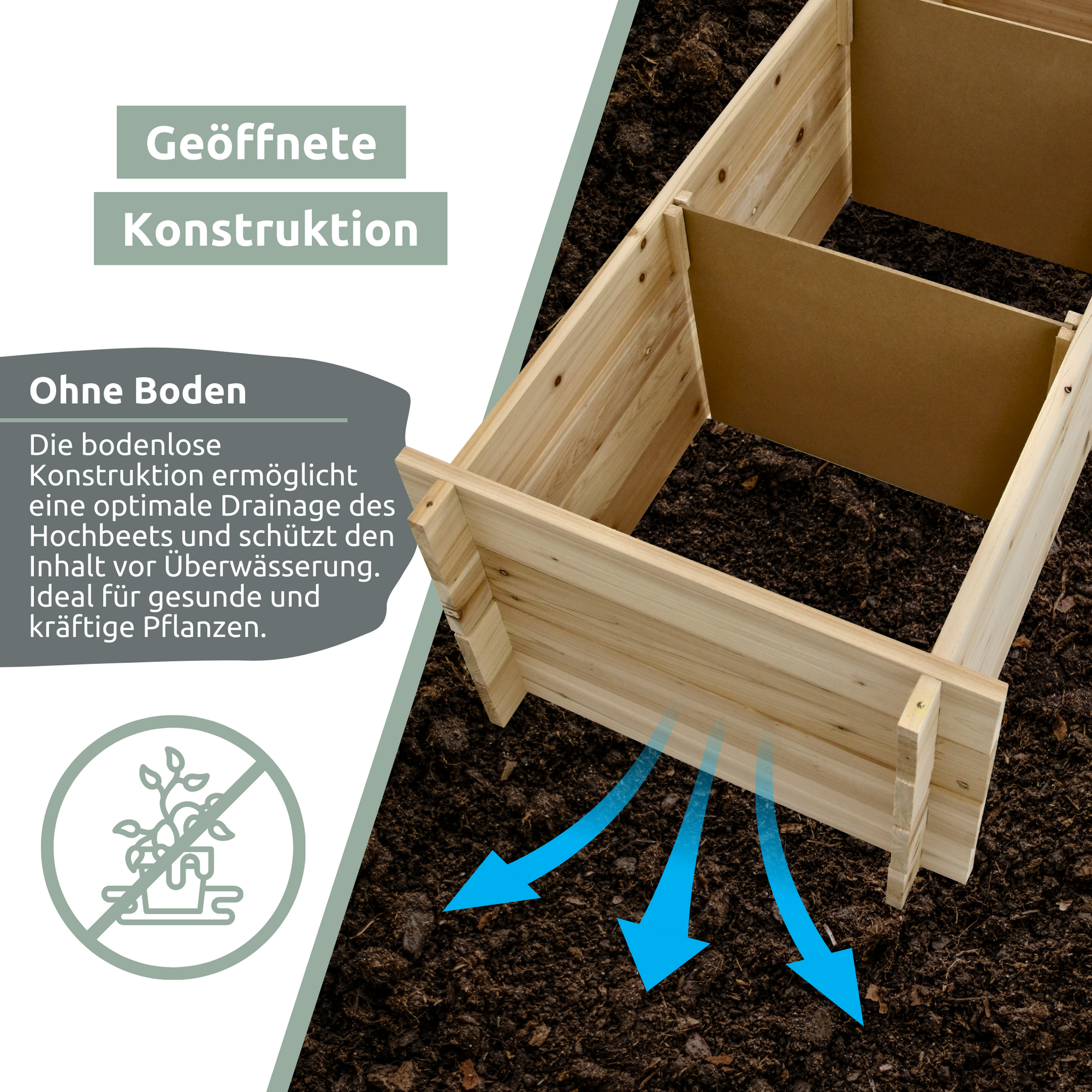 Hochbeet mit 3 Fächern
