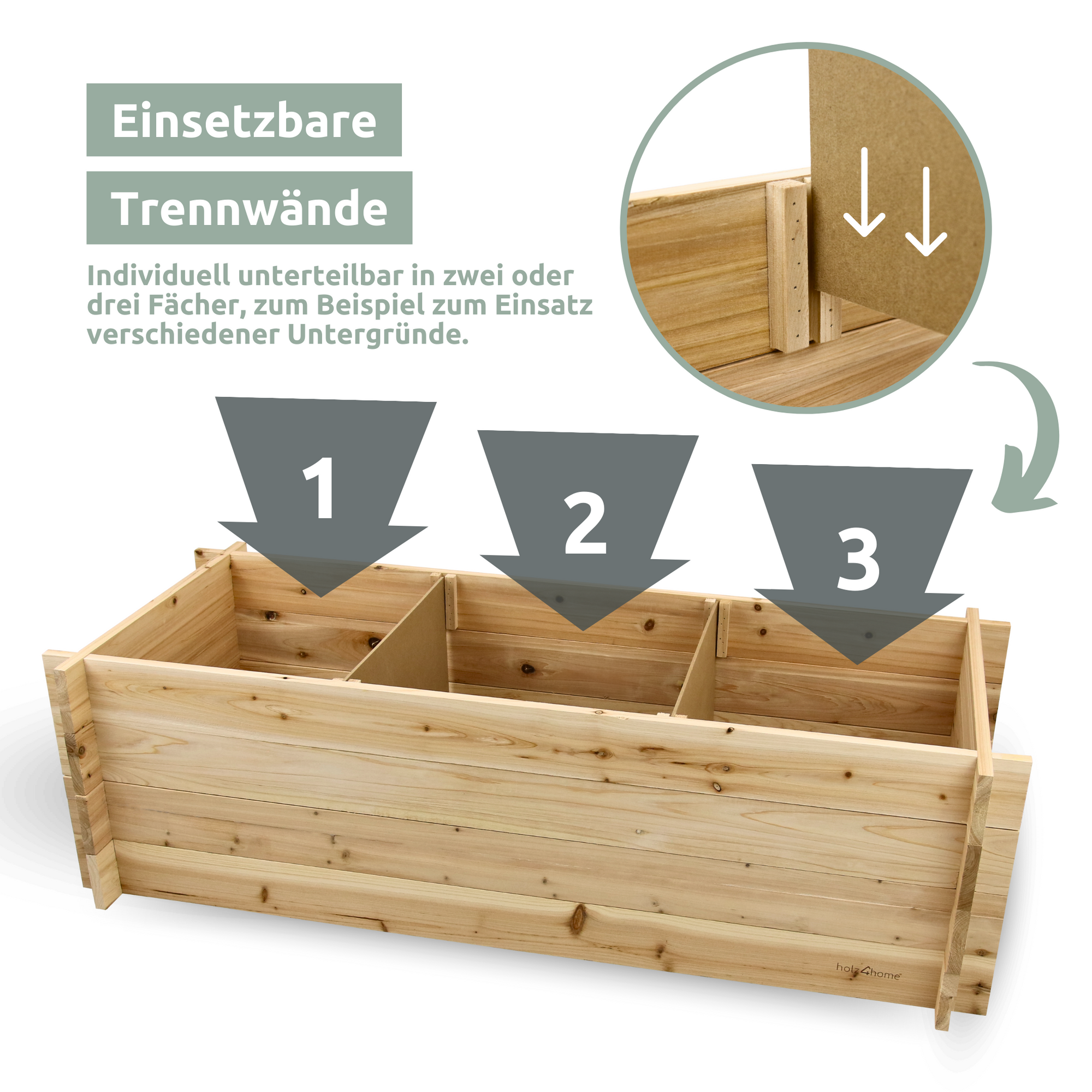 Hochbeet mit 3 Fächern