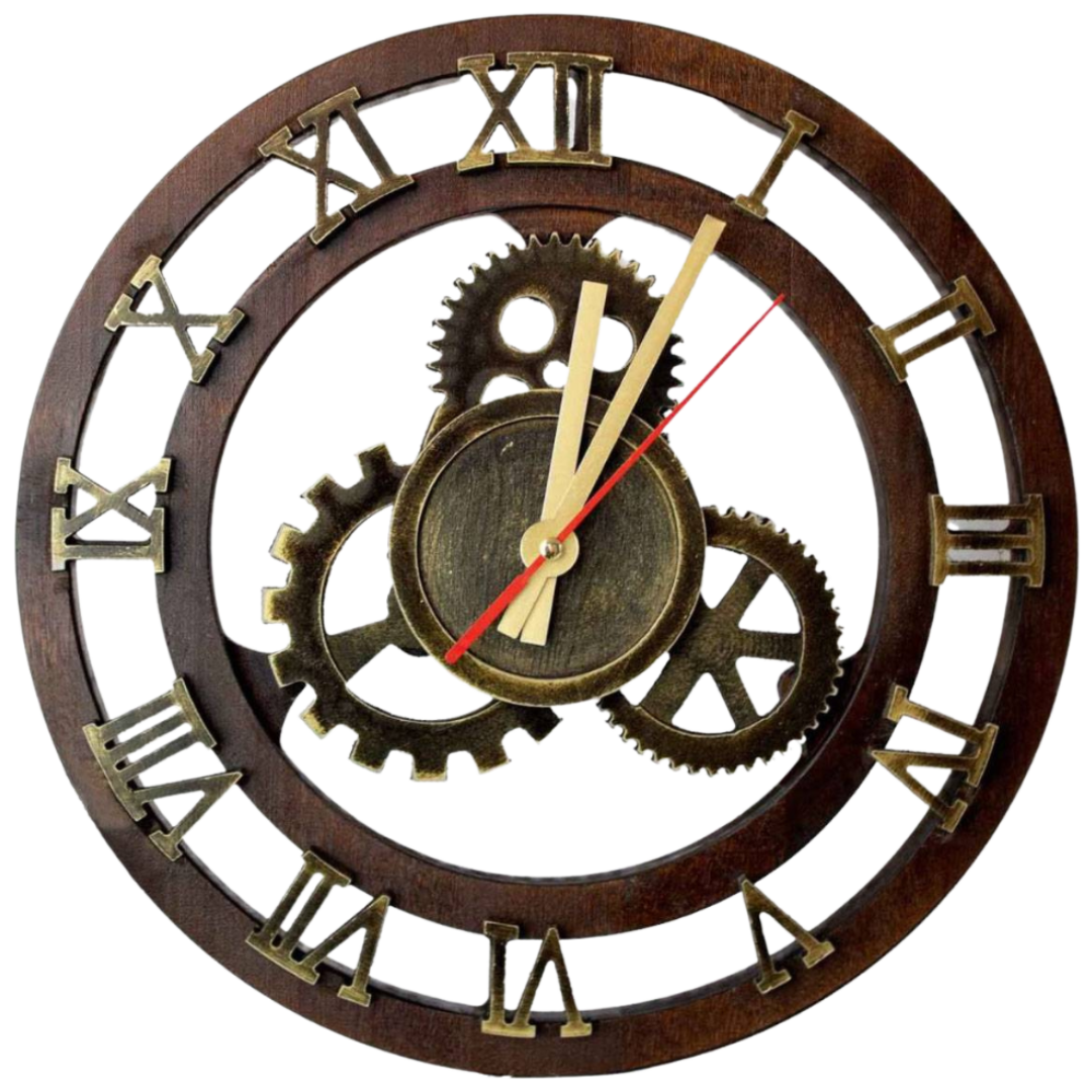 H4H166Cover Wanduhr Zahnrad aus Birkenholz Default Title