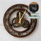 H4H166Uhrwerk Wanduhr Zahnrad aus Birkenholz