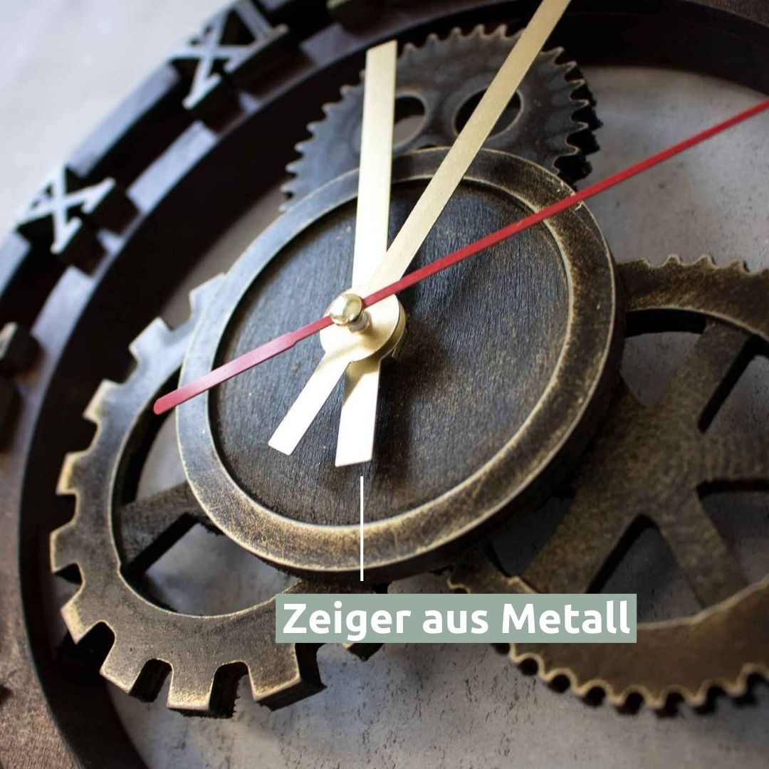 H4H166Zeiger Wanduhr Zahnrad aus Birkenholz