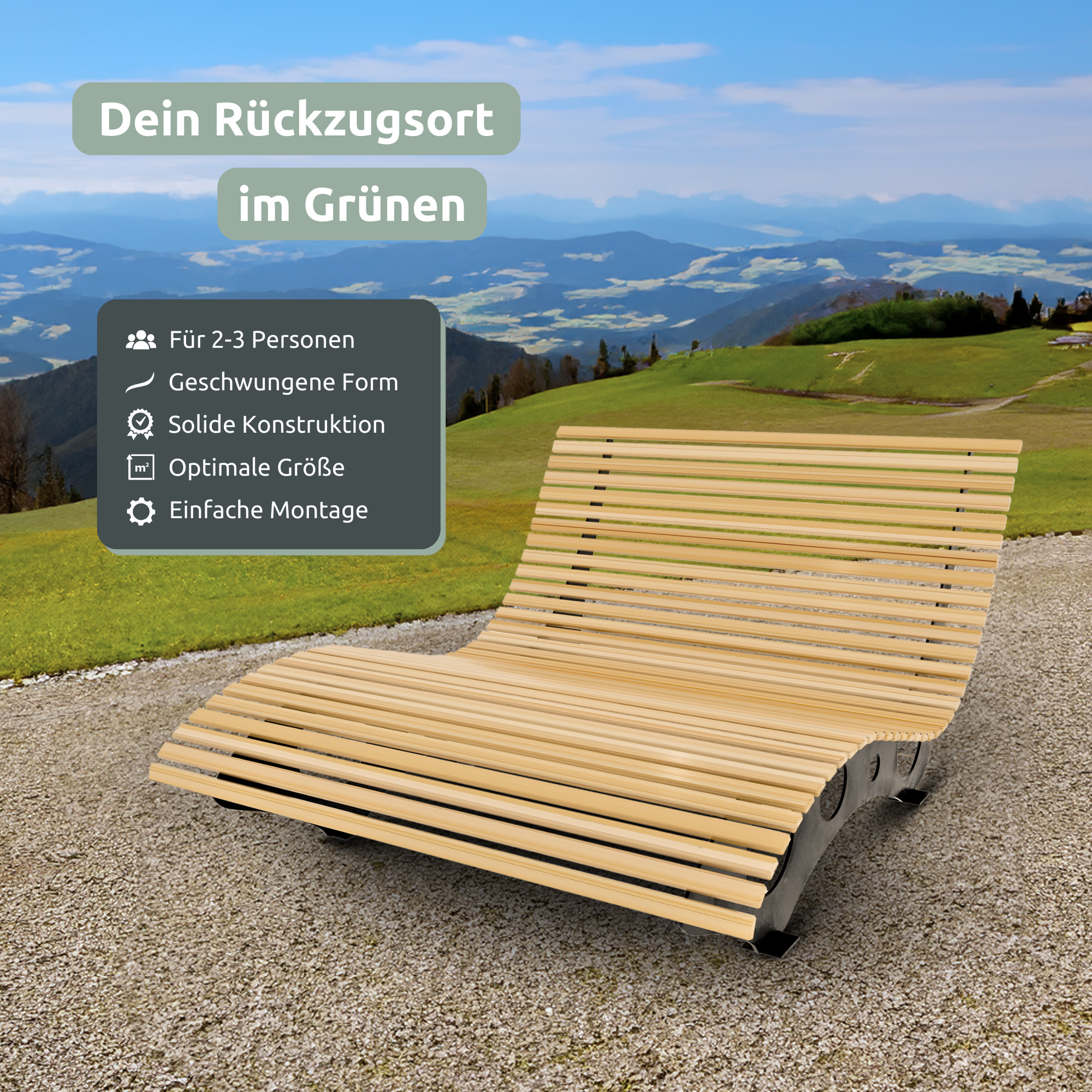Waldliege aus Kiefernholz für Garten oder Terrasse