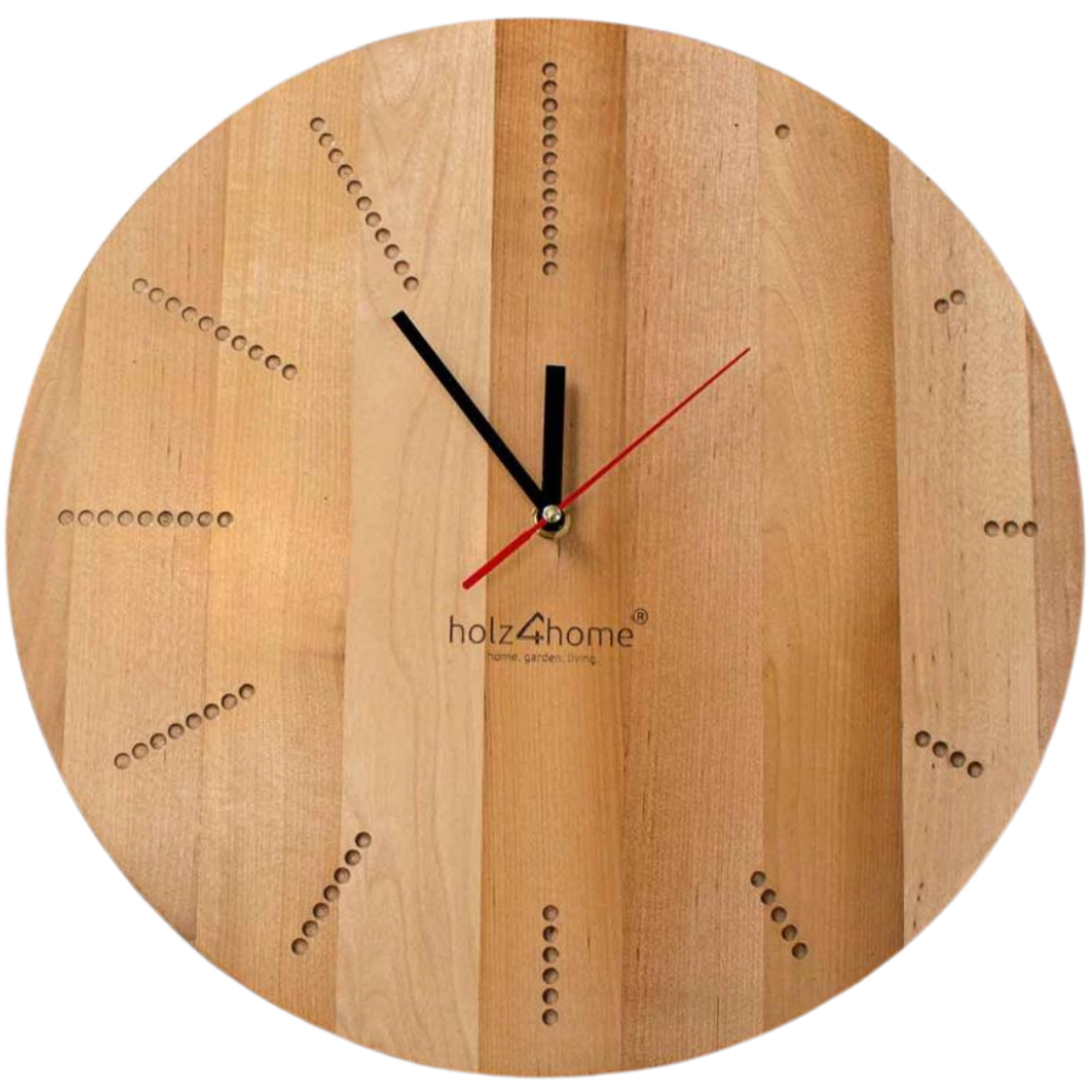 Wanduhr „Dots round“ aus massiver Eiche