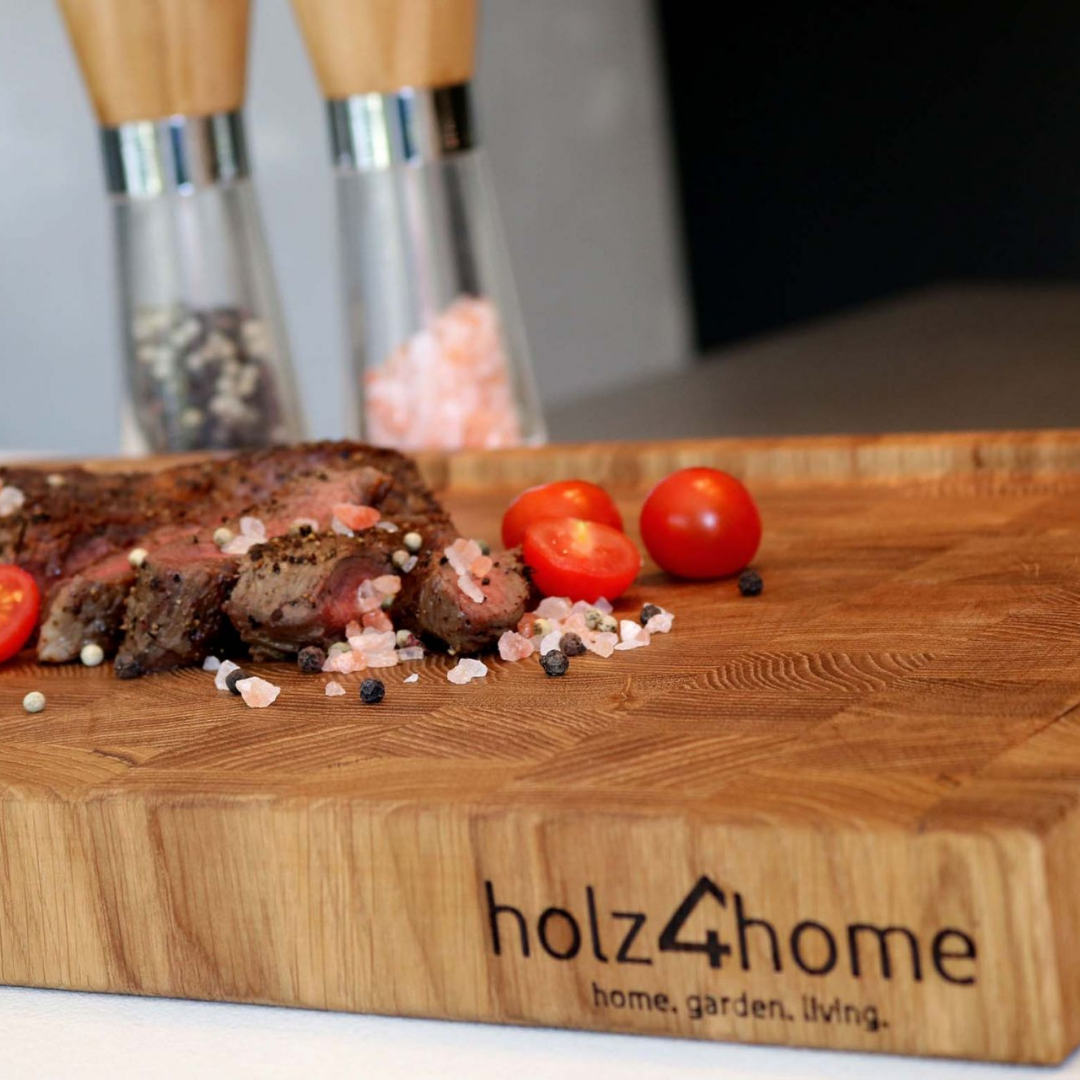 Schneidebrett | Steakbrett Stirnholz Eiche L=43 cm