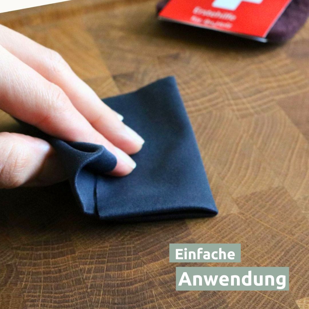 H4H212Anwendung „Maschas Pflegeset“ für hochwertige Küchen- und Schneidebretter, biologisches Naturöl für alle Holzarten, Holzpflege, Erste Hilfe für Ihr Holz