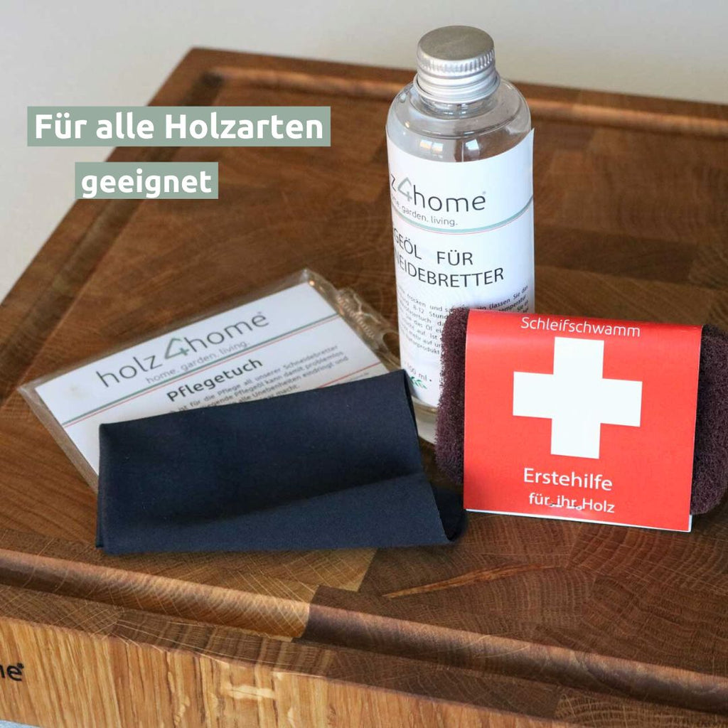 H4H212Holzarten „Maschas Pflegeset“ für hochwertige Küchen- und Schneidebretter, biologisches Naturöl für alle Holzarten, Holzpflege, Erste Hilfe für Ihr Holz