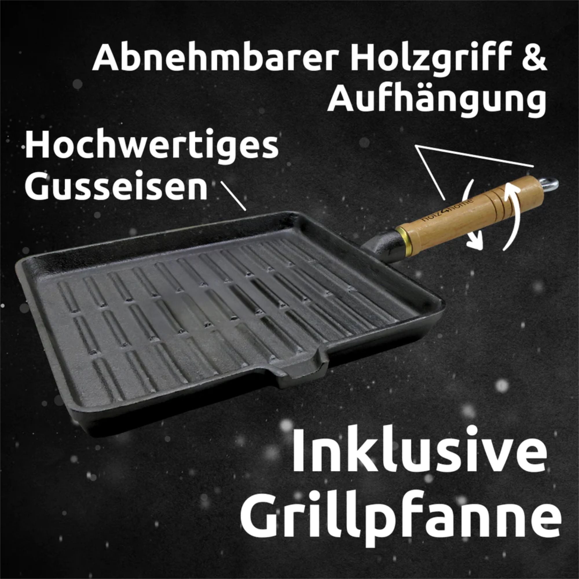 Dutch Oven Set 6-teilig I eingebrannter Feuertopf 9L aus Gusseisen I inkl. Pfanne, Topfständer, Deckelheber und Reinigungsbürste