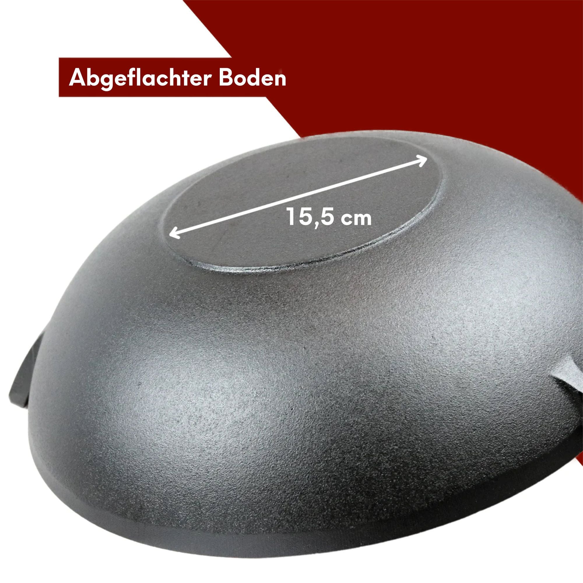 Wok aus Gusseisen Ø 36 cm I abgeflachter Boden