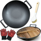 Wok aus Gusseisen Ø 36 cm I abgeflachter Boden