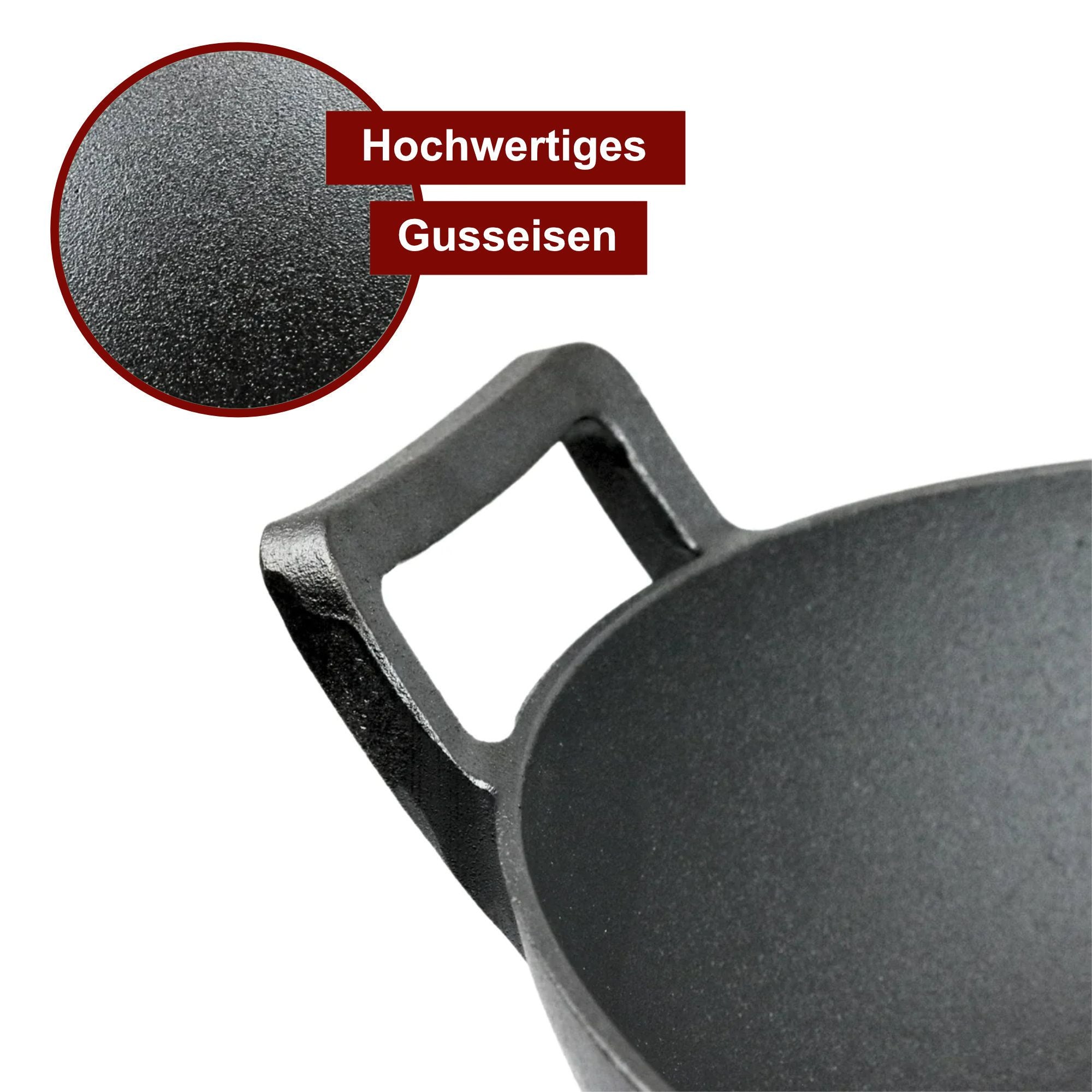 Wok aus Gusseisen Ø 36 cm I abgeflachter Boden